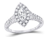 1.25 Carat (ctw G-H, I1-I2) Marquise Diamond Engagement Ring in 14K White Gold